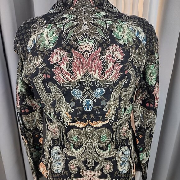 Mary Bays (Victoria Royal) Vintage Beaded Floral Print Silk Blazer, Size 4 - Picture 6 of 12